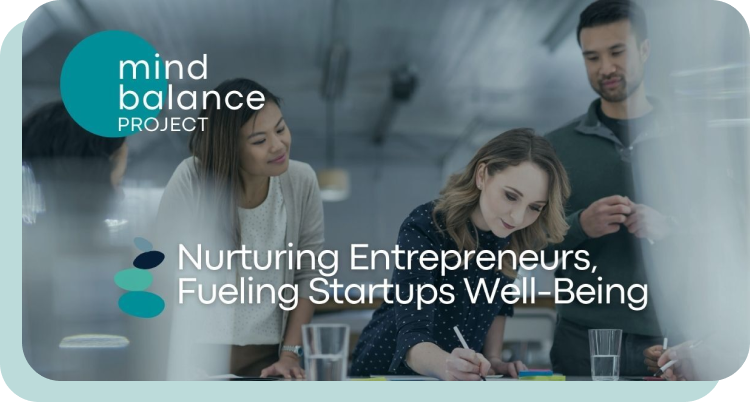 Mind Balance Project logo and text that says "Nurturing Entrepreneurs, Fueling Startups Well-Being"